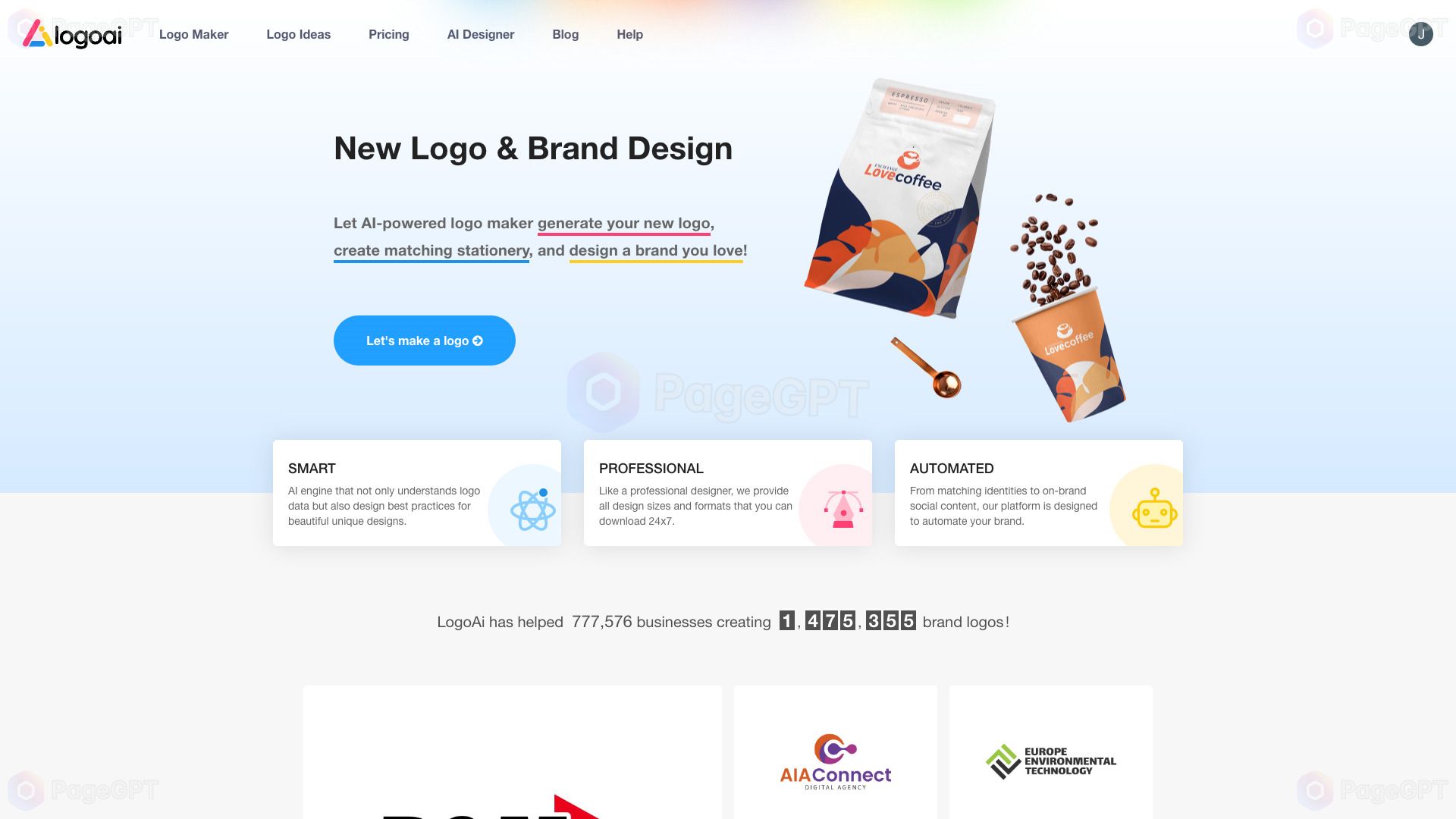 Logoai screenshot Homepage