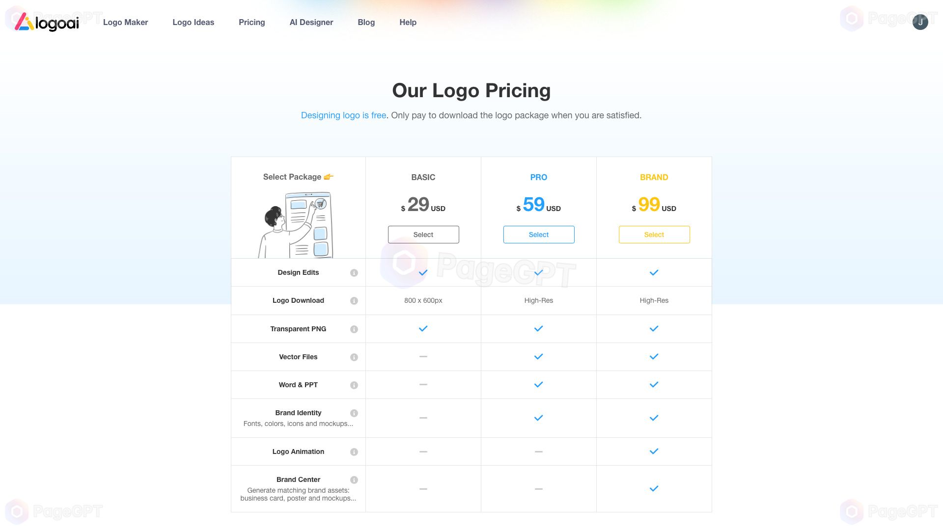 Logoai screenshot Pricing