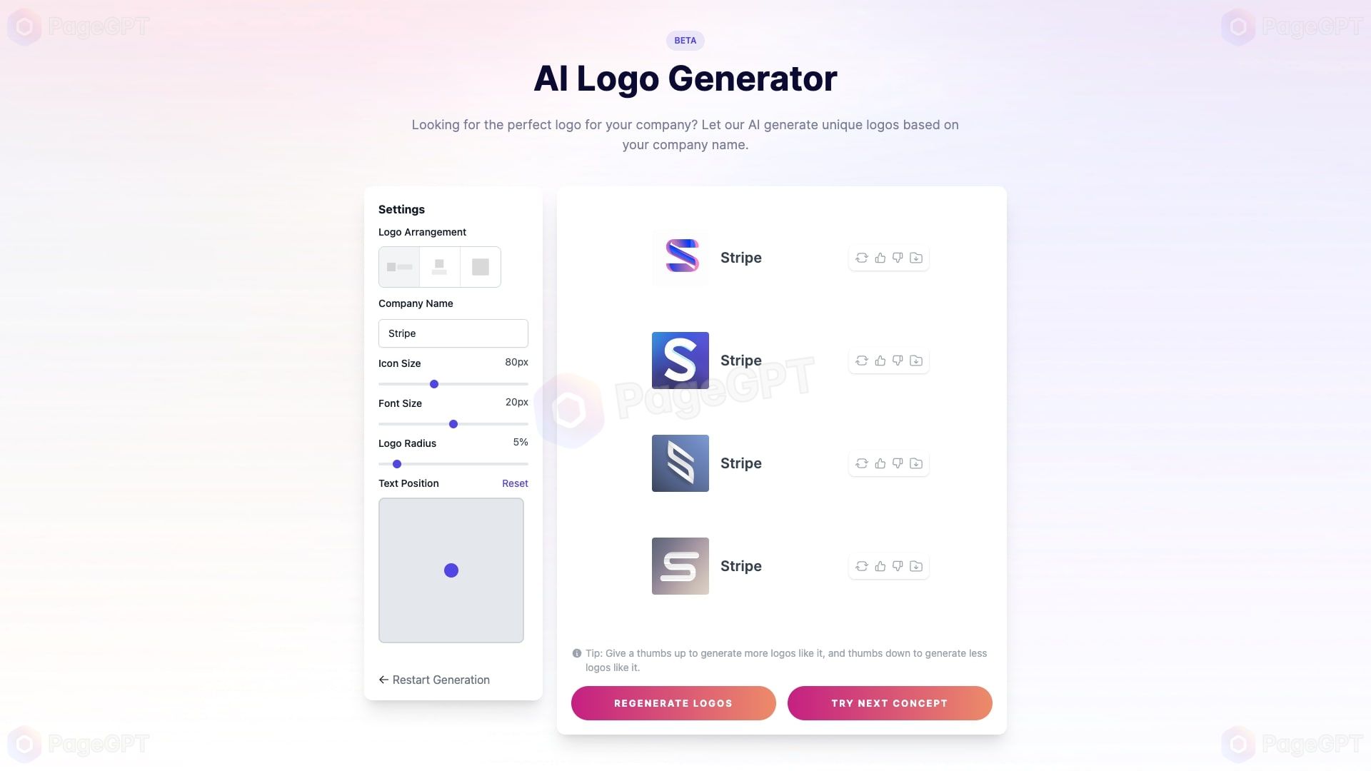 PageGPT AI Logos screenshot Wizard