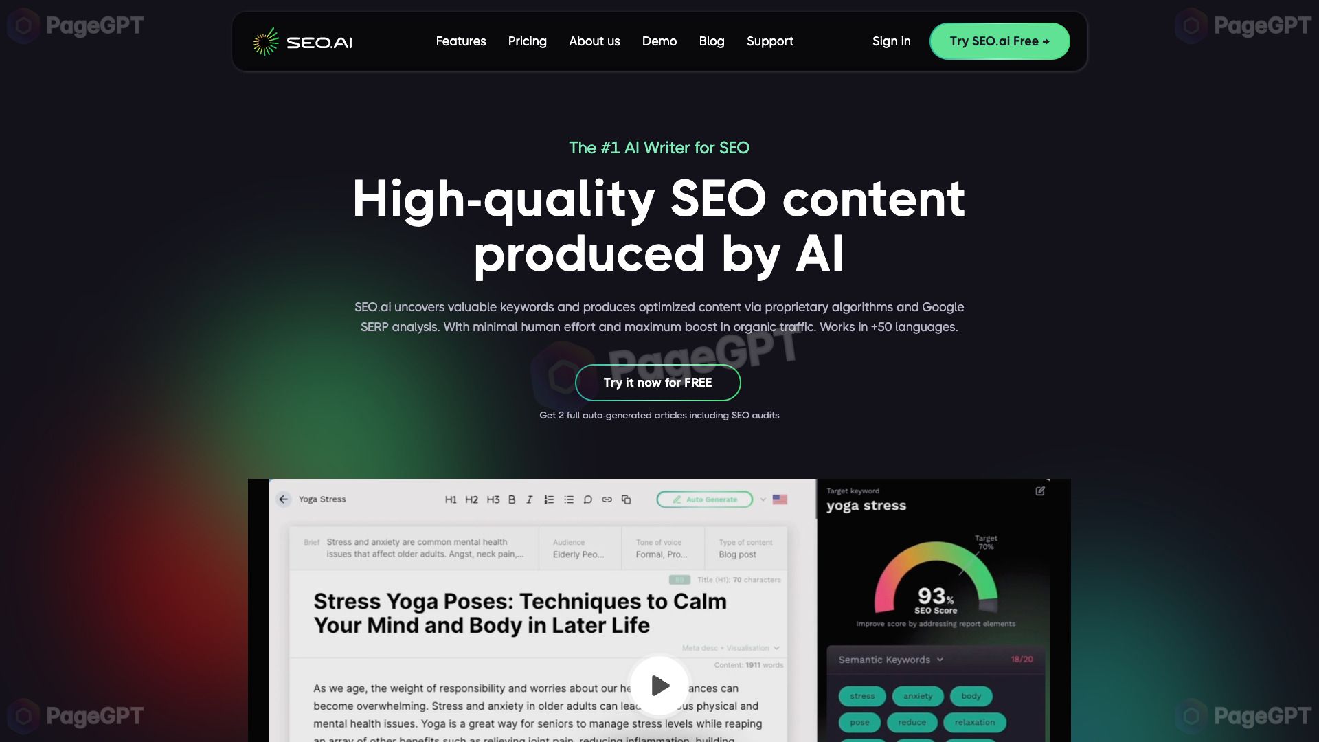 SEO.ai screenshot Homepage