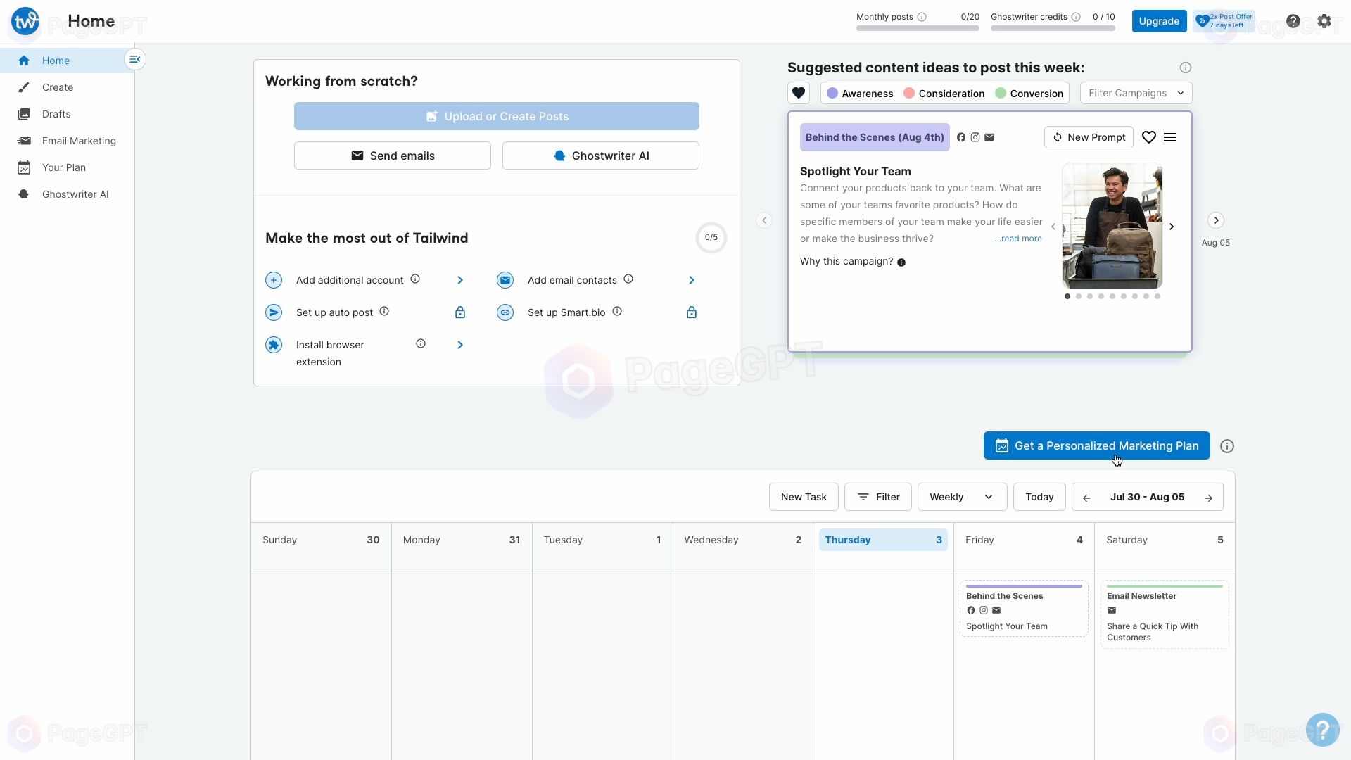 Tailwind screenshot Dashboard