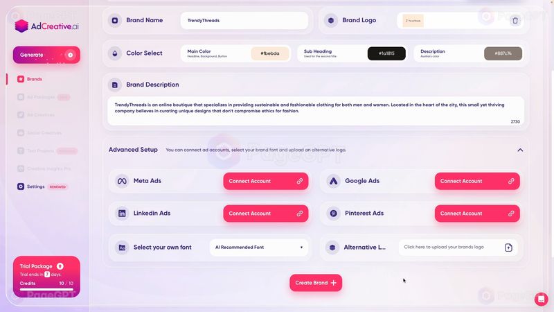 AdCreative screenshot Create Brand 2