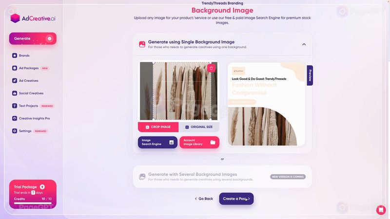 AdCreative screenshot Create Post