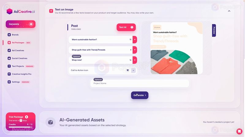 AdCreative screenshot Generate Package