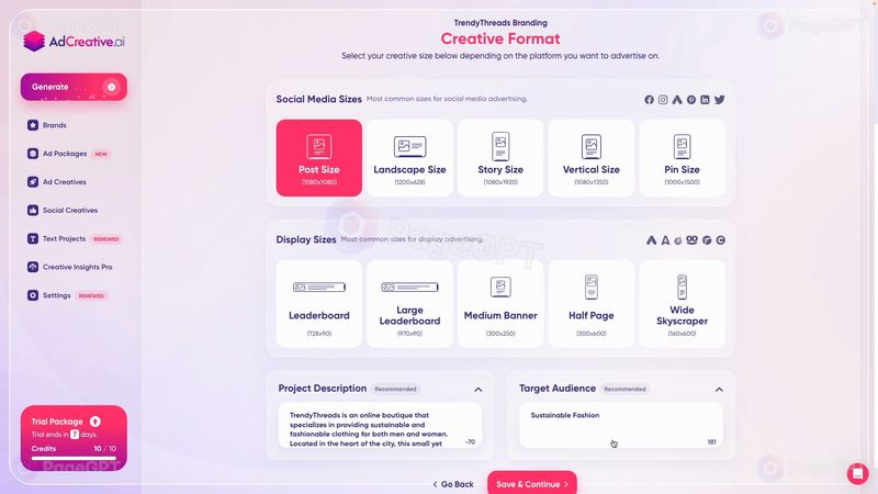 AdCreative screenshot New Creative