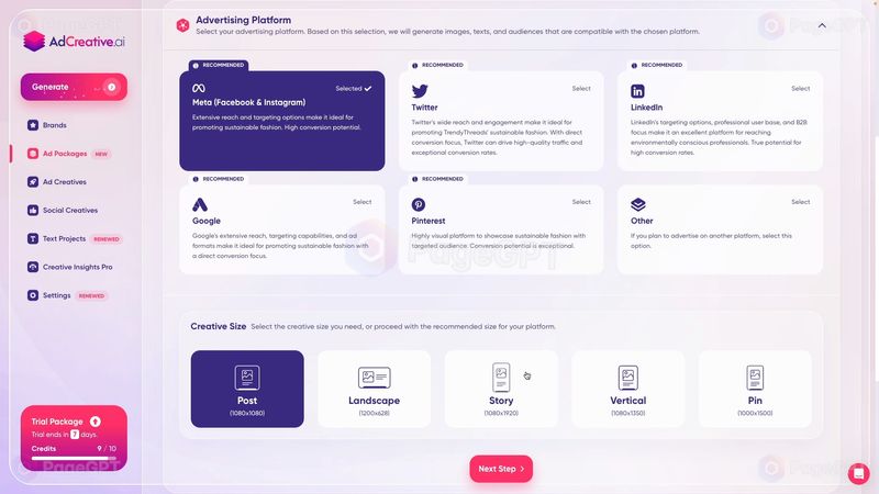 AdCreative screenshot Platform