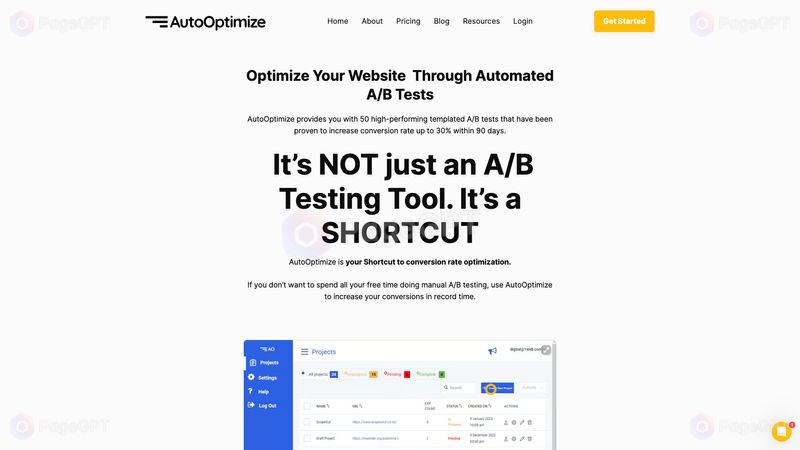 AutoOptimize screenshot Homepage