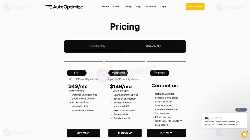 AutoOptimize screenshot Pricing