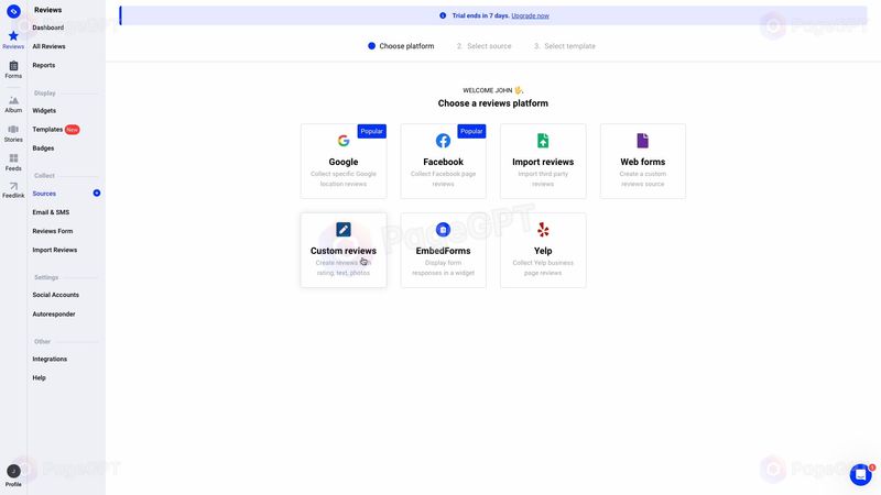 EmbedSocial Reviews screenshot Dashboard