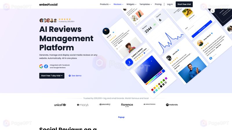 EmbedSocial Reviews screenshot Homepage