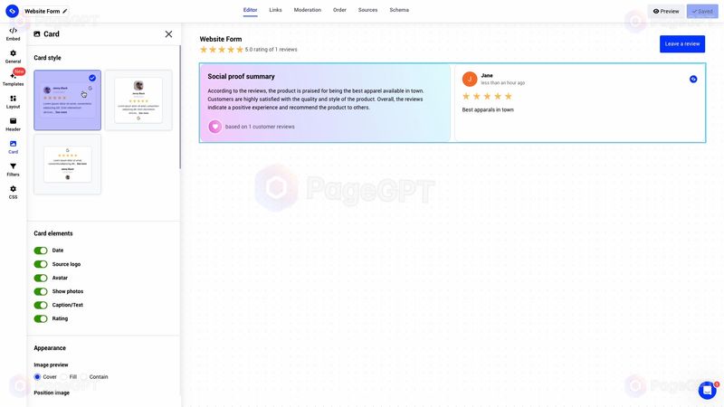 EmbedSocial Reviews screenshot Summary