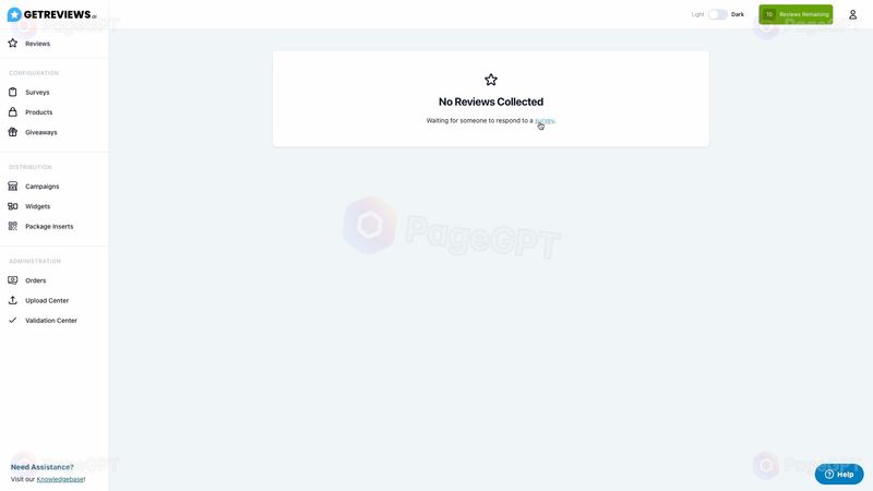 GetReviews.ai screenshot Dashboard