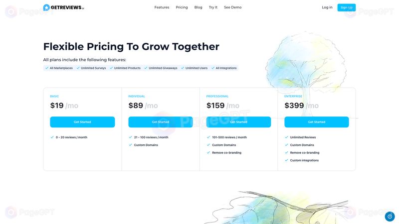 GetReviews.ai screenshot Pricing