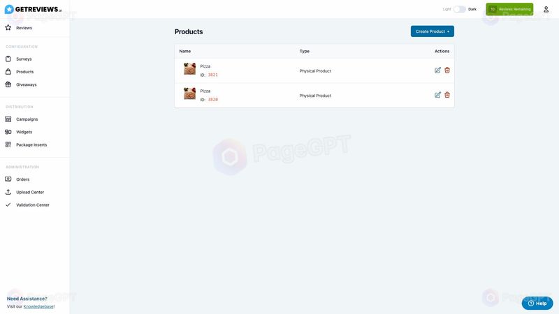 GetReviews.ai screenshot Products