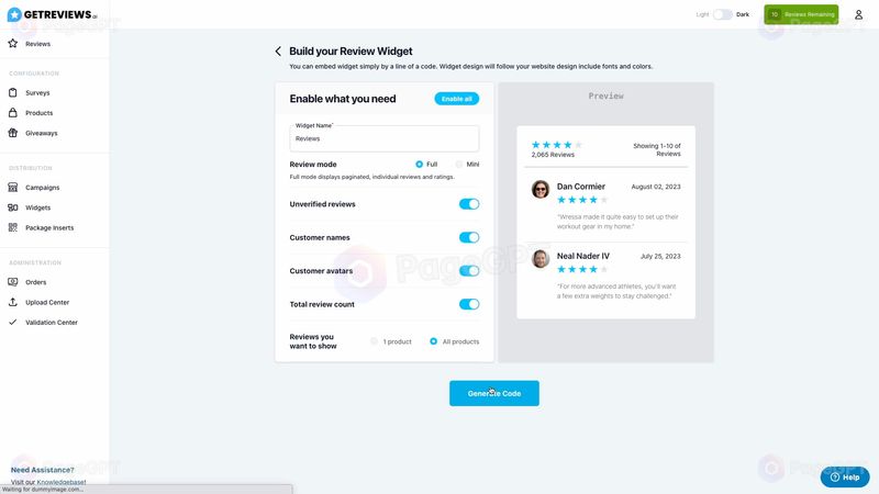 GetReviews.ai screenshot Widget