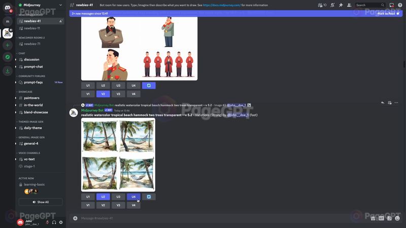 Midjourney screenshot Upscale