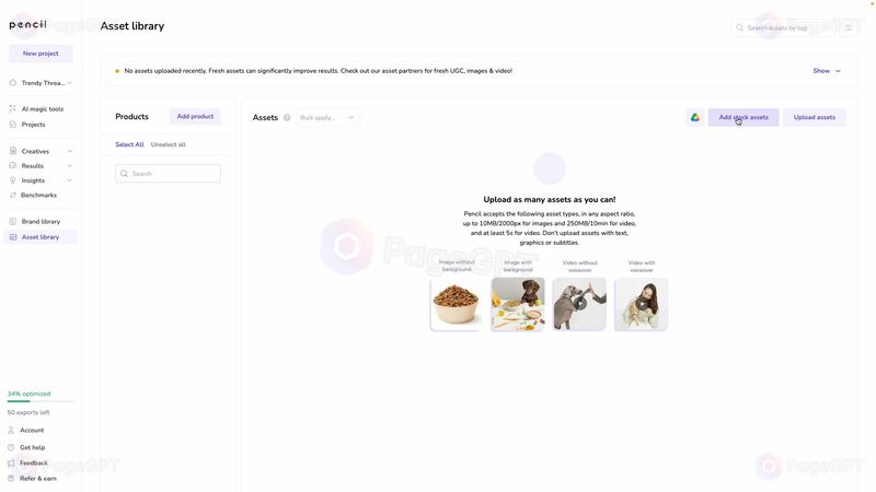 Pencil screenshot Add Assets