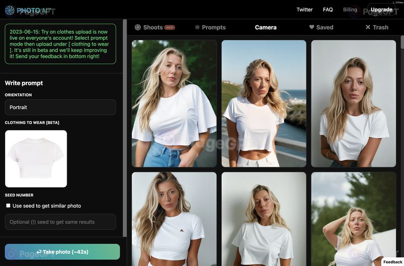 Photo.ai screenshot Try Shirt