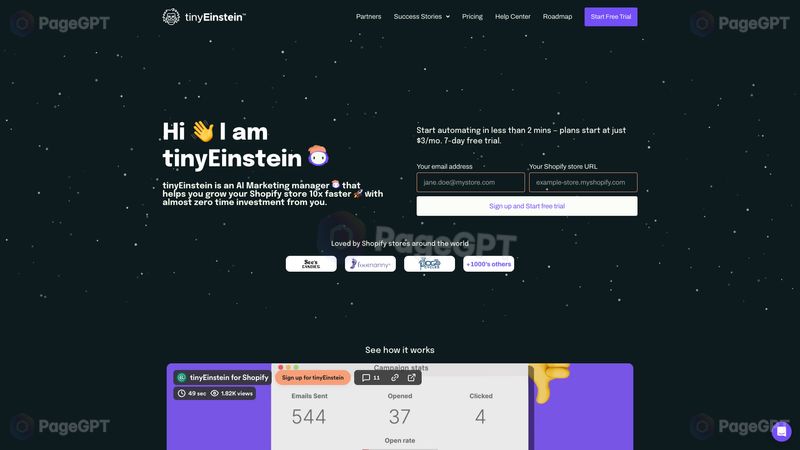 Tiny Einstein screenshot Homepage